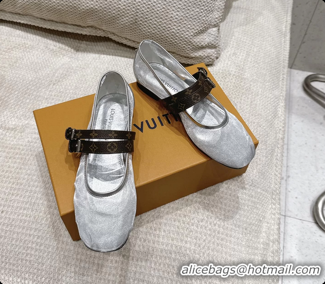 Shop Duplicate Louis Vuitton LV Ballet Ballerina Flats Silver Mesh and Monogram Canvas 6061407
