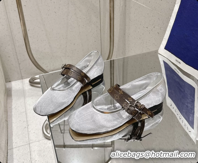 Shop Duplicate Louis Vuitton LV Ballet Ballerina Flats Silver Mesh and Monogram Canvas 6061407