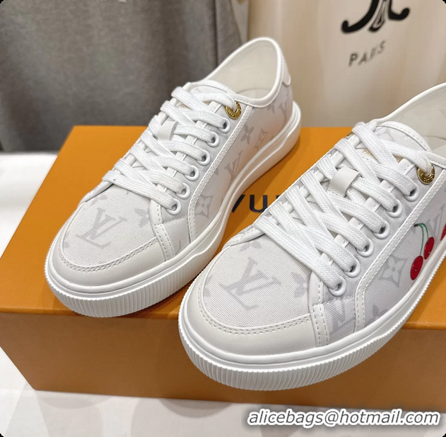 Popular Style Louis Vuitton LV Lagoon Cherry White Monogram Canvas Sneakers 6061408