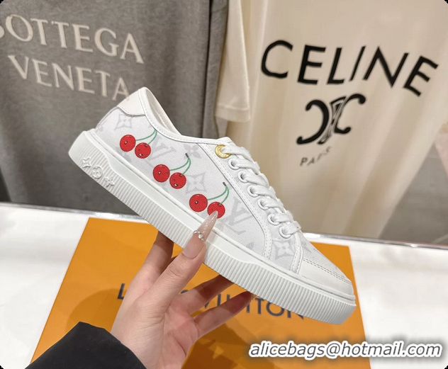 Popular Style Louis Vuitton LV Lagoon Cherry White Monogram Canvas Sneakers 6061408