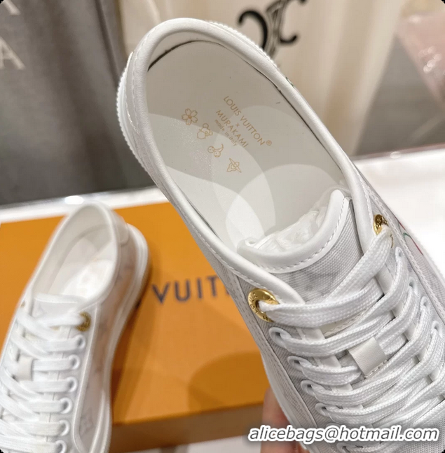Popular Style Louis Vuitton LV Lagoon Cherry White Monogram Canvas Sneakers 6061408
