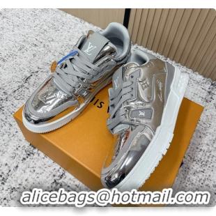 Pretty Style Louis Vuitton LV Trainer Sneakers Silver Monogram Canvas 6061410