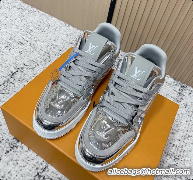 Pretty Style Louis Vuitton LV Trainer Sneakers Silver Monogram Canvas 6061410