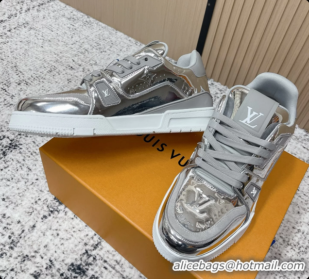 Pretty Style Louis Vuitton LV Trainer Sneakers Silver Monogram Canvas 6061410
