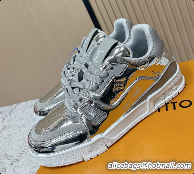 Pretty Style Louis Vuitton LV Trainer Sneakers Silver Monogram Canvas 6061410