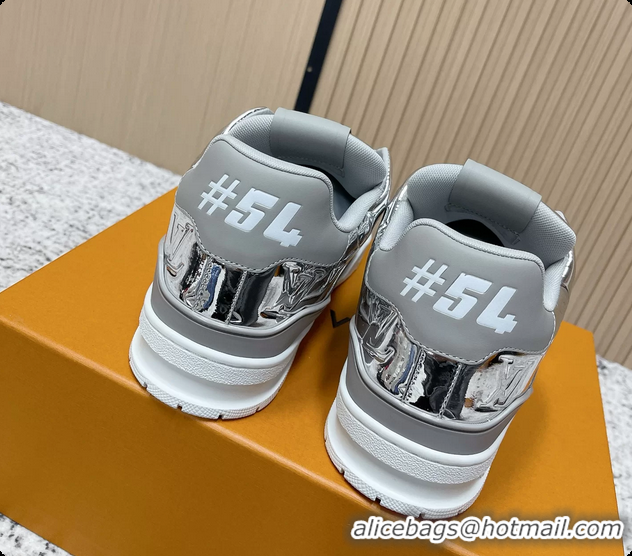 Pretty Style Louis Vuitton LV Trainer Sneakers Silver Monogram Canvas 6061410