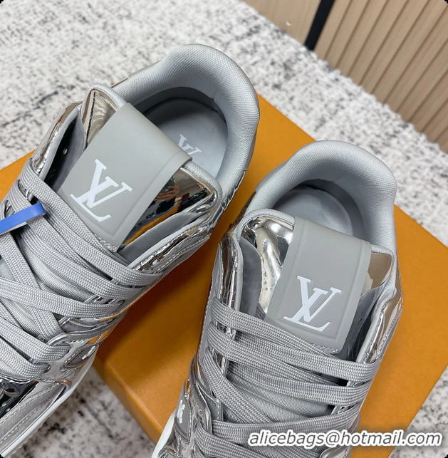 Pretty Style Louis Vuitton LV Trainer Sneakers Silver Monogram Canvas 6061410