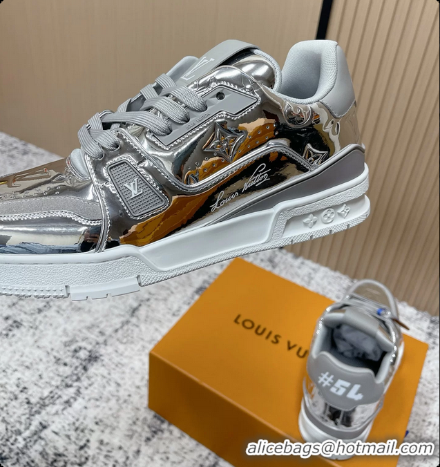 Pretty Style Louis Vuitton LV Trainer Sneakers Silver Monogram Canvas 6061410