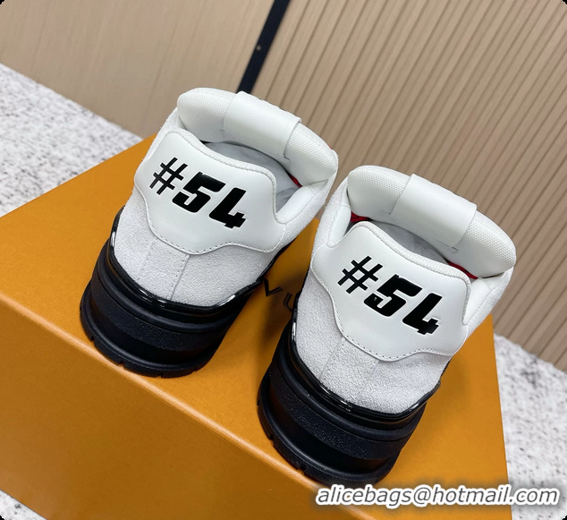 Good Looking Louis Vuitton LV Trainer Sneakers White Black Suede Leather 6061410