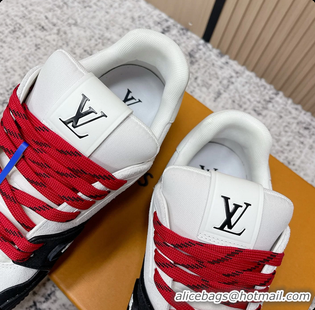 Good Looking Louis Vuitton LV Trainer Sneakers White Black Suede Leather 6061410