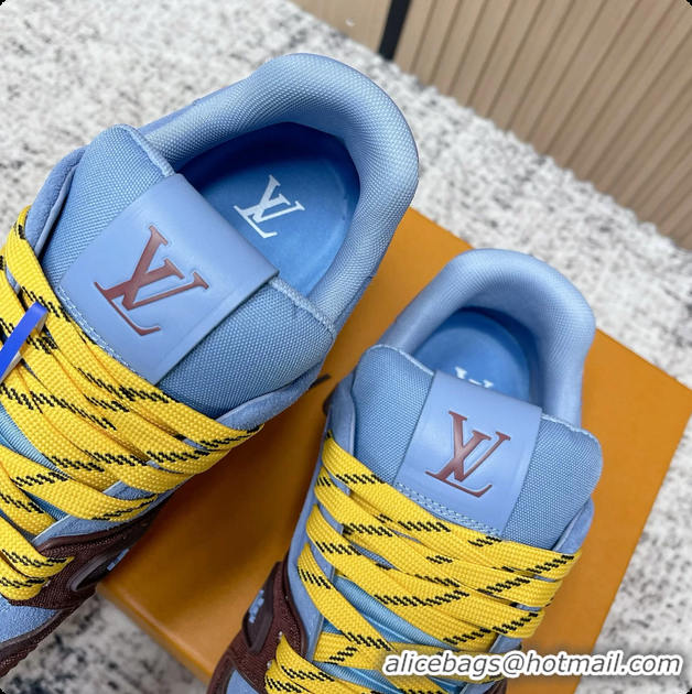 Big Discount Louis Vuitton LV Trainer Sneakers Blue Red Suede Leather 6061410