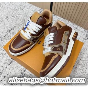 Good Product Louis Vuitton LV Trainer Sneakers Dark Brown Calfskin Leather 6061410