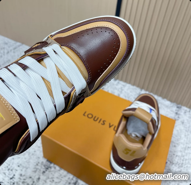 Good Product Louis Vuitton LV Trainer Sneakers Dark Brown Calfskin Leather 6061410