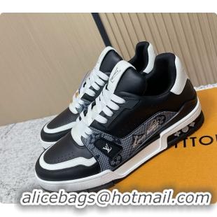 Top Grade Louis Vuitton LV Trainer Sneakers Black Calfskin Leather 6061410