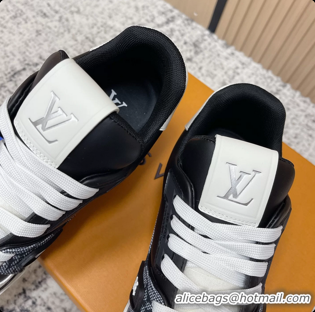 Top Grade Louis Vuitton LV Trainer Sneakers Black Calfskin Leather 6061410