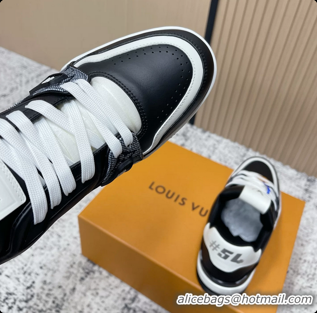 Top Grade Louis Vuitton LV Trainer Sneakers Black Calfskin Leather 6061410