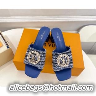 Lower Price Louis Vuitton LV Mare Heeled Slides Sandals White Tweed 60MM 6061411