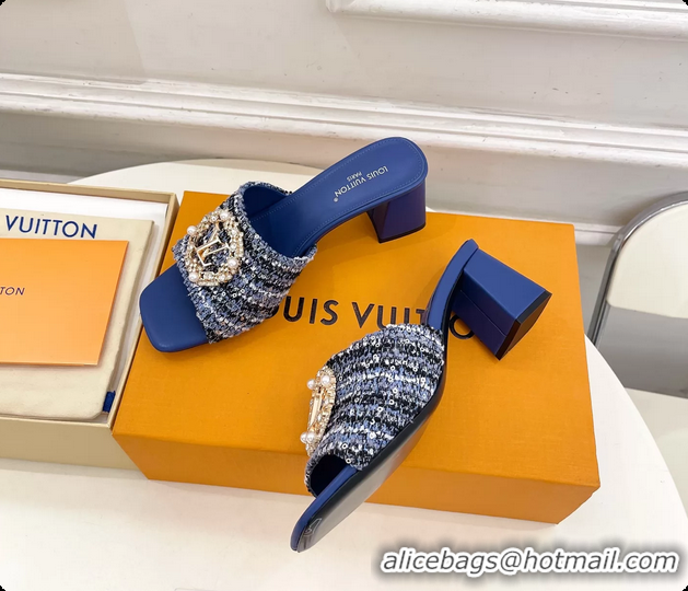 Lower Price Louis Vuitton LV Mare Heeled Slides Sandals White Tweed 60MM 6061411