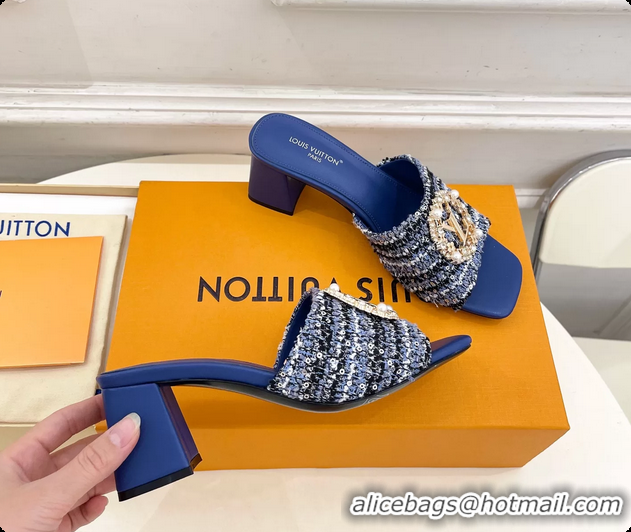 Lower Price Louis Vuitton LV Mare Heeled Slides Sandals White Tweed 60MM 6061411