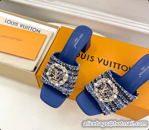 Lower Price Louis Vuitton LV Mare Heeled Slides Sandals White Tweed 60MM 6061411