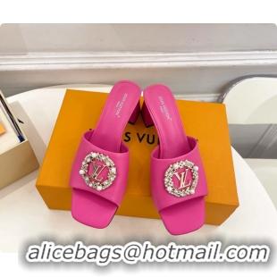 Unique Style Louis Vuitton LV Mare Heeled Slides Sandals Fuchsia Calfskin Leather 60MM 6061411