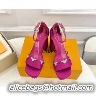 Good Product Louis Vuitton Swing Platform Sandals Fuchsia Satin 110MM 6061412