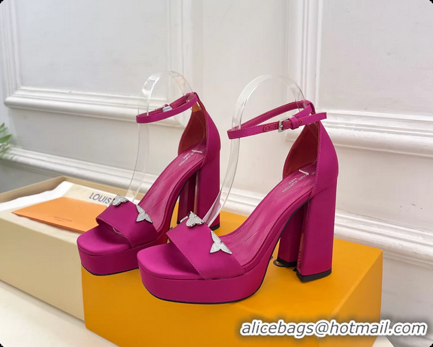 Good Product Louis Vuitton Swing Platform Sandals Fuchsia Satin 110MM 6061412