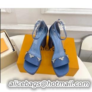 Charming Louis Vuitton Swing Platform Sandals Blue Satin 110MM 6061412