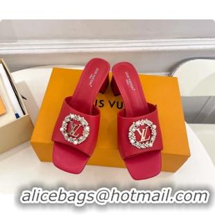 Perfect Louis Vuitton LV Mare Heeled Slides Sandals Red Calfskin Leather 60MM 6061413
