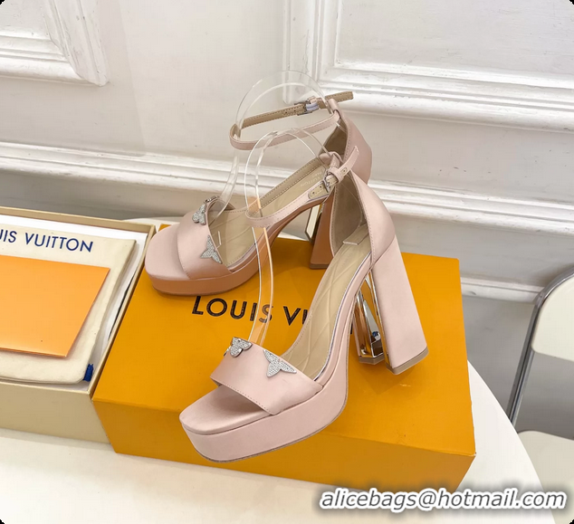 Sumptuous Louis Vuitton Swing Platform Sandals Light Pink Satin 110MM 6061413