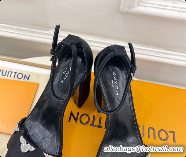Trendy Design Louis Vuitton Swing Platform Sandals Black Satin 110MM 6061413