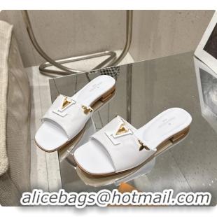 Popular Style Louis Vuitton LV Mare Flat Mule Slides Sandals White Calfskin Leather 6061415