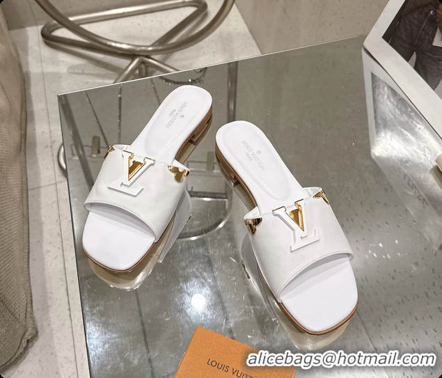 Popular Style Louis Vuitton LV Mare Flat Mule Slides Sandals White Calfskin Leather 6061415