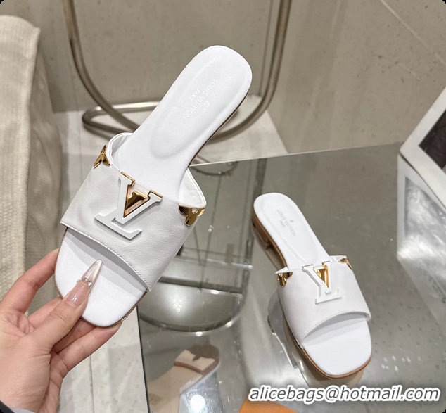 Popular Style Louis Vuitton LV Mare Flat Mule Slides Sandals White Calfskin Leather 6061415