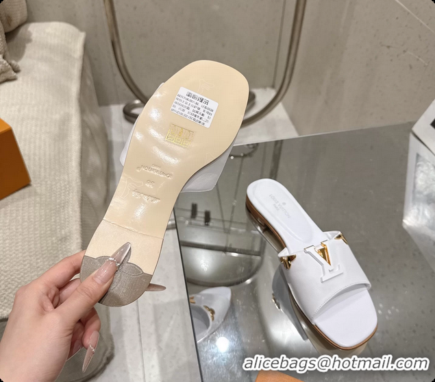 Popular Style Louis Vuitton LV Mare Flat Mule Slides Sandals White Calfskin Leather 6061415