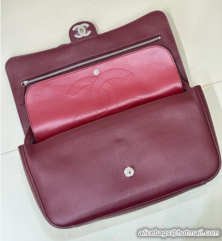 Buy Discount Chanel Maxi Flap Bag Grained Calfskin AS6231 Burgundy/Silver 2026