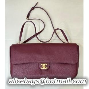 Buy Promotional Chanel Maxi Flap Bag Grained Calfskin AS6231 Burgundy/Gold 2026