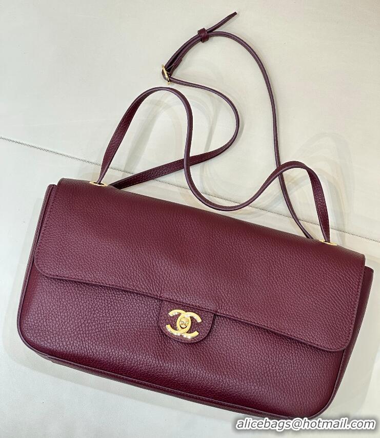 Buy Promotional Chanel Maxi Flap Bag Grained Calfskin AS6231 Burgundy/Gold 2026