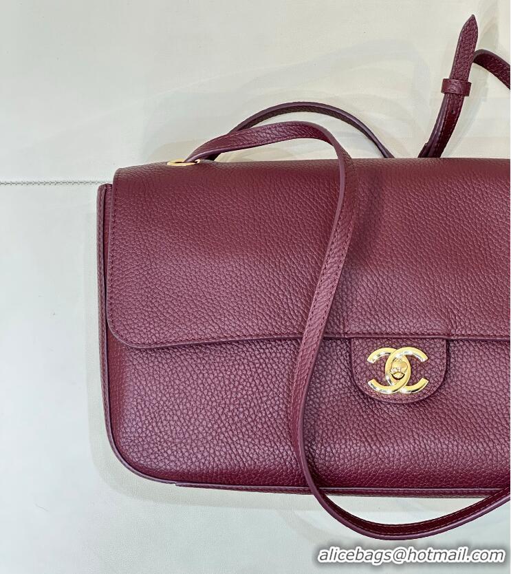Buy Promotional Chanel Maxi Flap Bag Grained Calfskin AS6231 Burgundy/Gold 2026