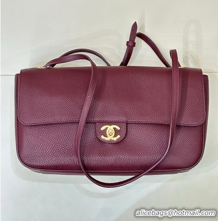 Buy Promotional Chanel Maxi Flap Bag Grained Calfskin AS6231 Burgundy/Gold 2026