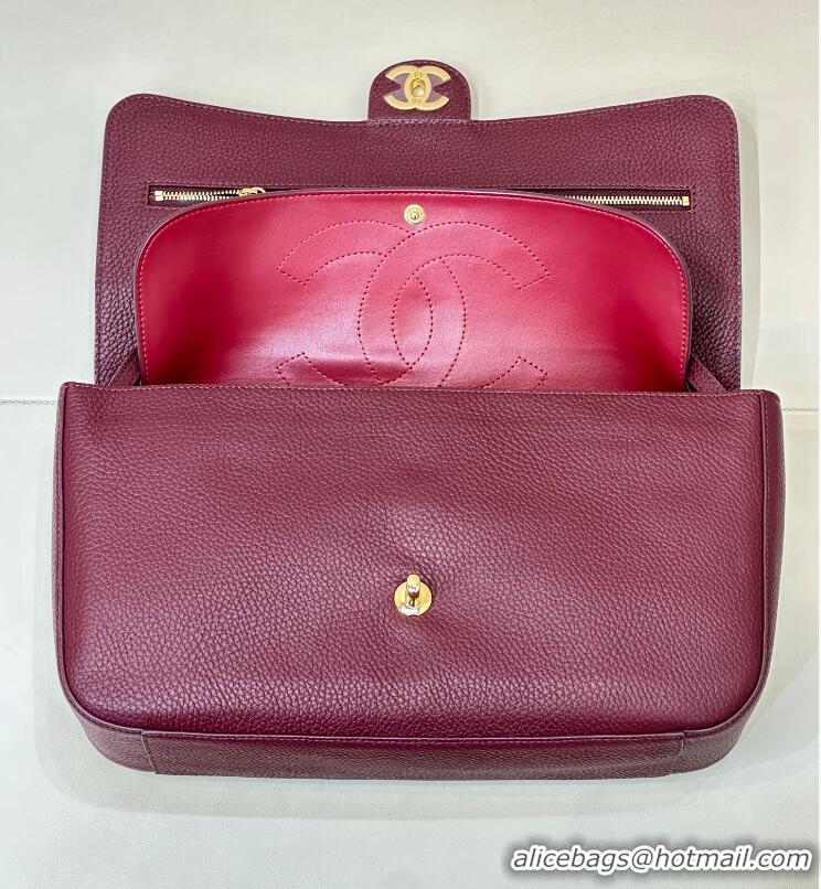 Buy Promotional Chanel Maxi Flap Bag Grained Calfskin AS6231 Burgundy/Gold 2026