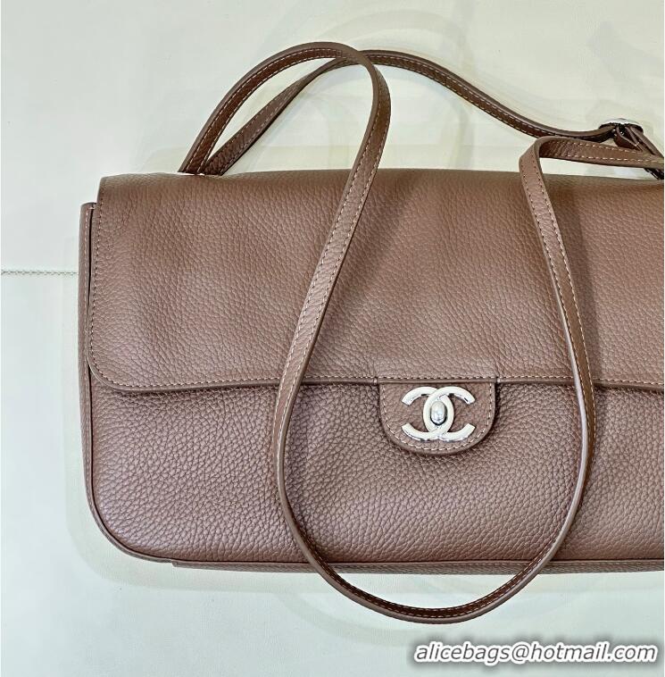 Top Quality Chanel Maxi Flap Bag Grained Calfskin AS6231 Light Brown/Silver 2026