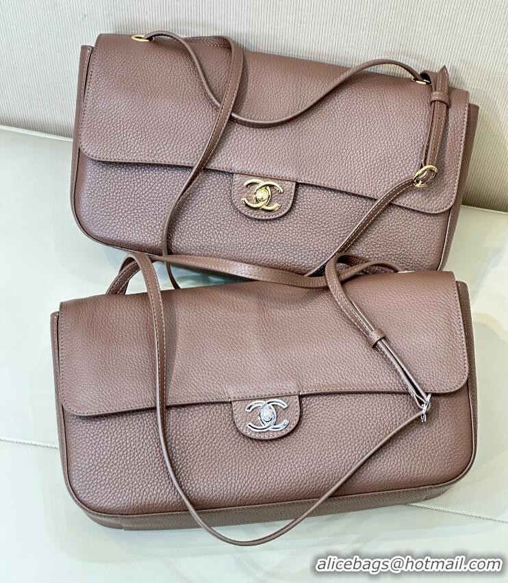 Top Quality Chanel Maxi Flap Bag Grained Calfskin AS6231 Light Brown/Silver 2026