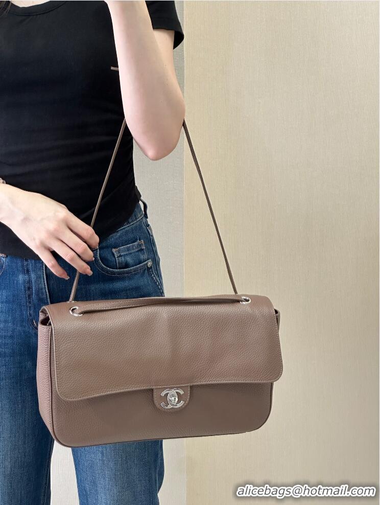Top Quality Chanel Maxi Flap Bag Grained Calfskin AS6231 Light Brown/Silver 2026