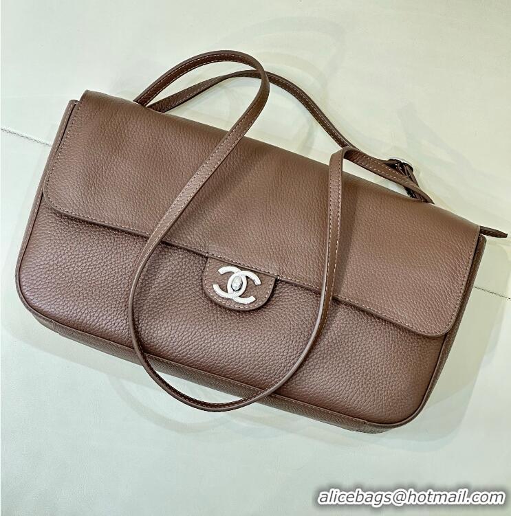 Top Quality Chanel Maxi Flap Bag Grained Calfskin AS6231 Light Brown/Silver 2026