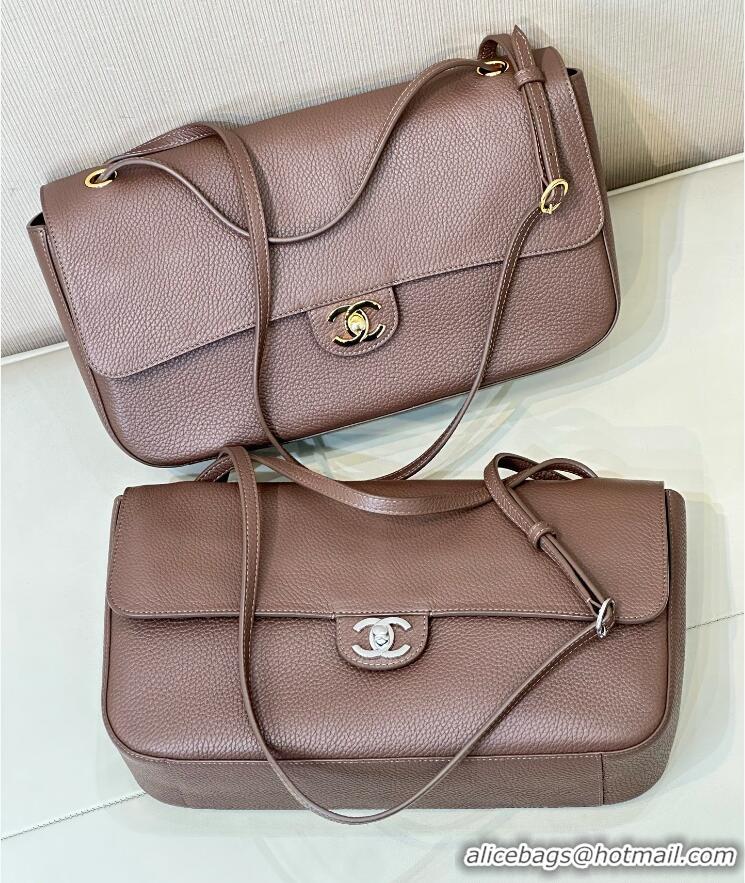 Top Quality Chanel Maxi Flap Bag Grained Calfskin AS6231 Light Brown/Silver 2026