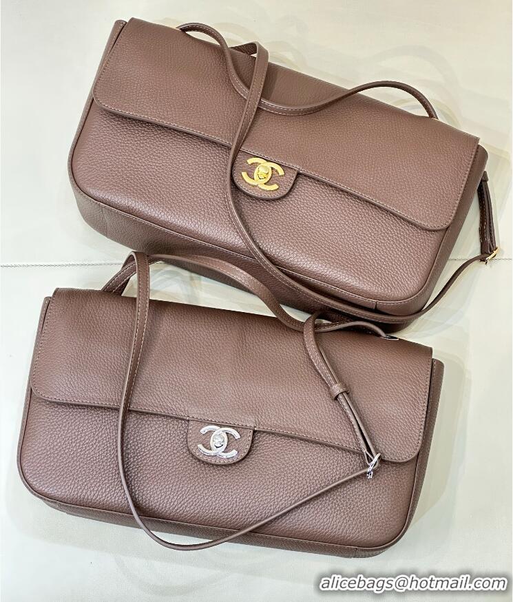 Top Quality Chanel Maxi Flap Bag Grained Calfskin AS6231 Light Brown/Silver 2026