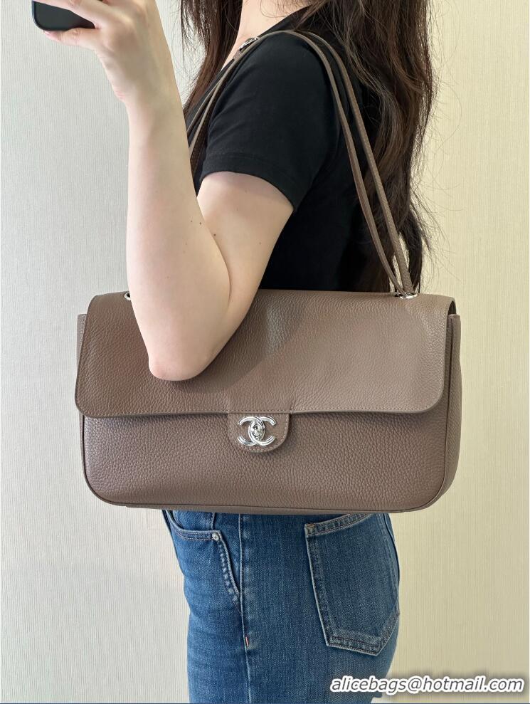 Top Quality Chanel Maxi Flap Bag Grained Calfskin AS6231 Light Brown/Silver 2026