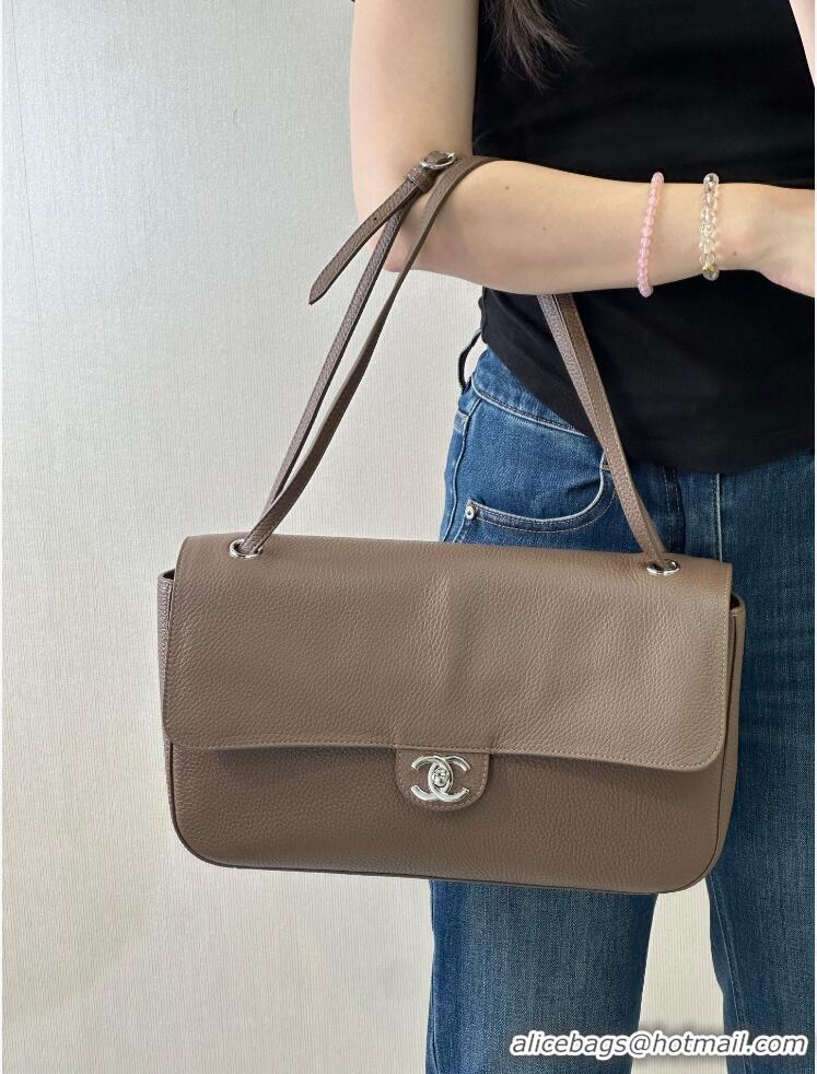 Top Quality Chanel Maxi Flap Bag Grained Calfskin AS6231 Light Brown/Silver 2026