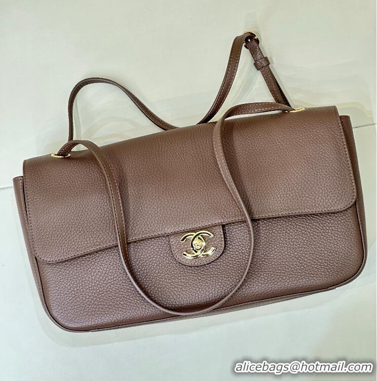 Well Crafted Chanel Maxi Flap Bag Grained Calfskin AS6231 Light Brown/Gold 2026